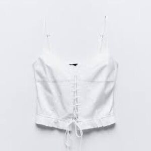 Zara White Lace Up Top Sz M